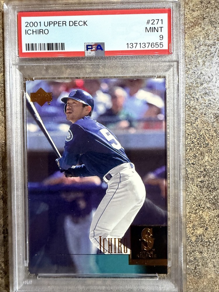 2001 Upper Deck Ichiro Suzuki RC #271 Mariners PSA 9 Rookie view 1