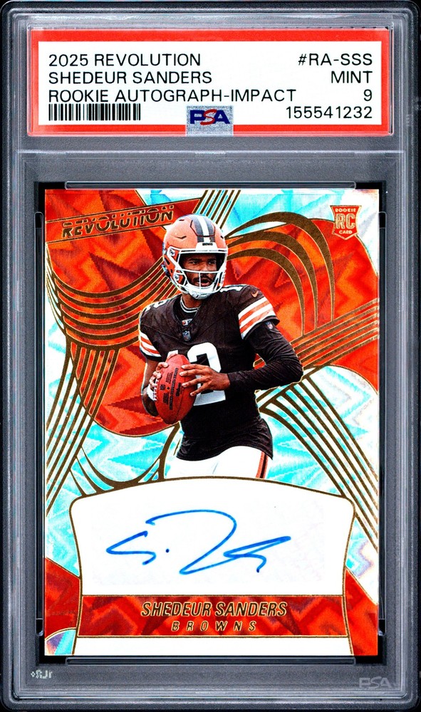 2025 PANINI REVOLUTION ROOKIE AUTO IMPACT #RA-SSS SHEDEUR SANDERS RC /149 PSA 9