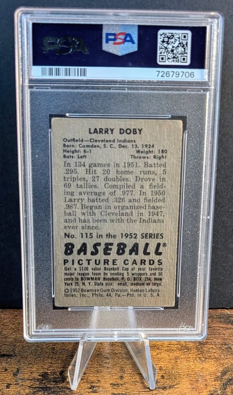 1952 BOWMAN #115 LARRY DOBY PSA 3 view 2