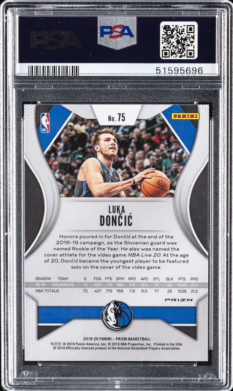 2019 PANINI PRIZM GREEN PRIZM #75 LUKA DONCIC PSA 10 view 2