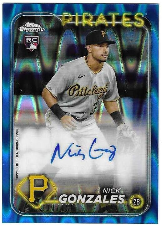 Nick Gonzales 2024 TOPPS CHROME ROOKIE AUTOGRAPH CARD Pirates RC AUTO 39/150 1/1