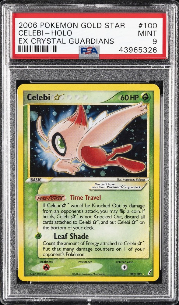 2006 POKEMON EX CRYSTAL GUARDIANS GOLD STAR #100 CELEBI-HOLO PSA 9