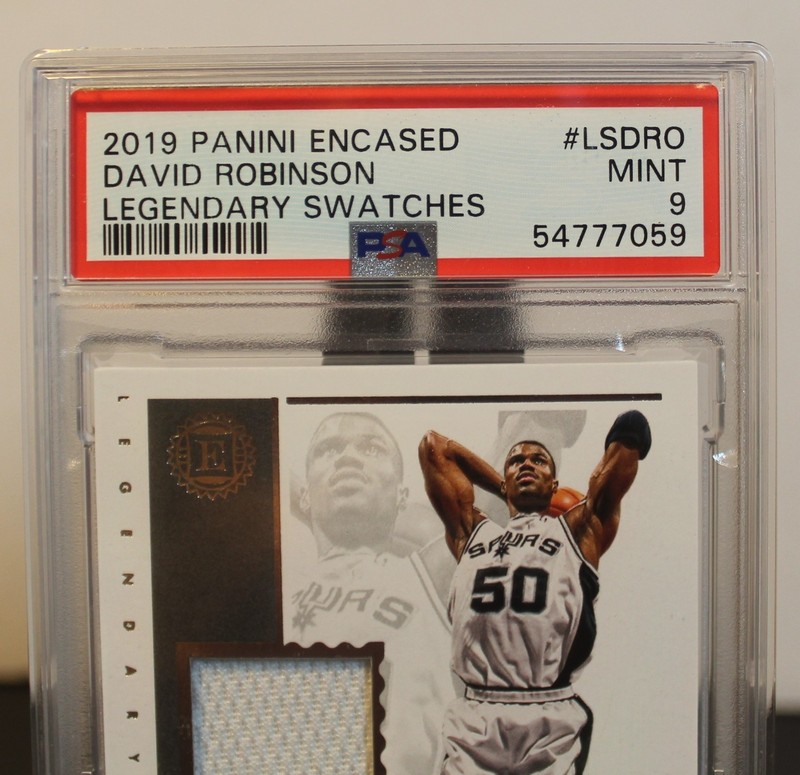 PSA 9  2019-20 Encased 106/149 David Robinson LS-DRO game Worn Patch Spurs Rare view 2