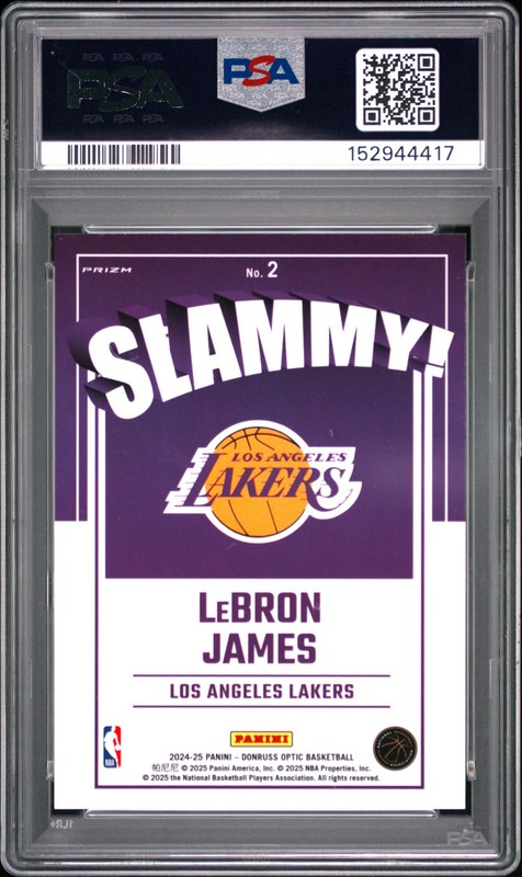 2024 PANINI DONRUSS OPTIC SLAMMY! #2 LEBRON JAMES PSA 9 view 2