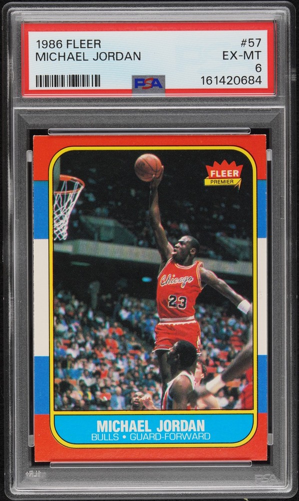 1986 FLEER #57 MICHAEL JORDAN ROOKIE RC PSA 6