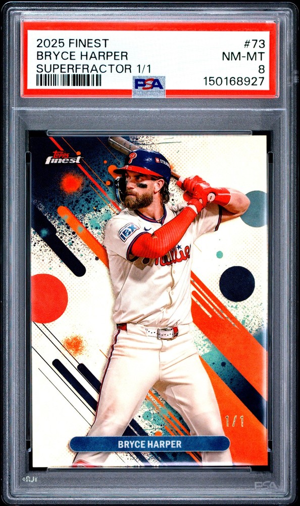 2025 TOPPS FINEST SUPERFRACTOR 1/1 #73 BRYCE HARPER 1/1 PSA 8