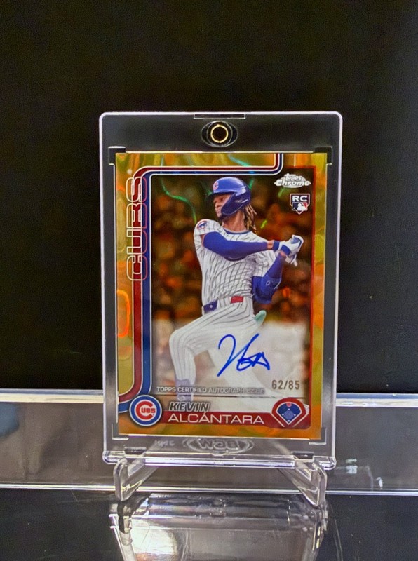 2025 TOPPS CHROME UPDATE KEVIN ALCANTARA - ROOKIE AUTO GOLD LAVA /85 #RA-KA view 2