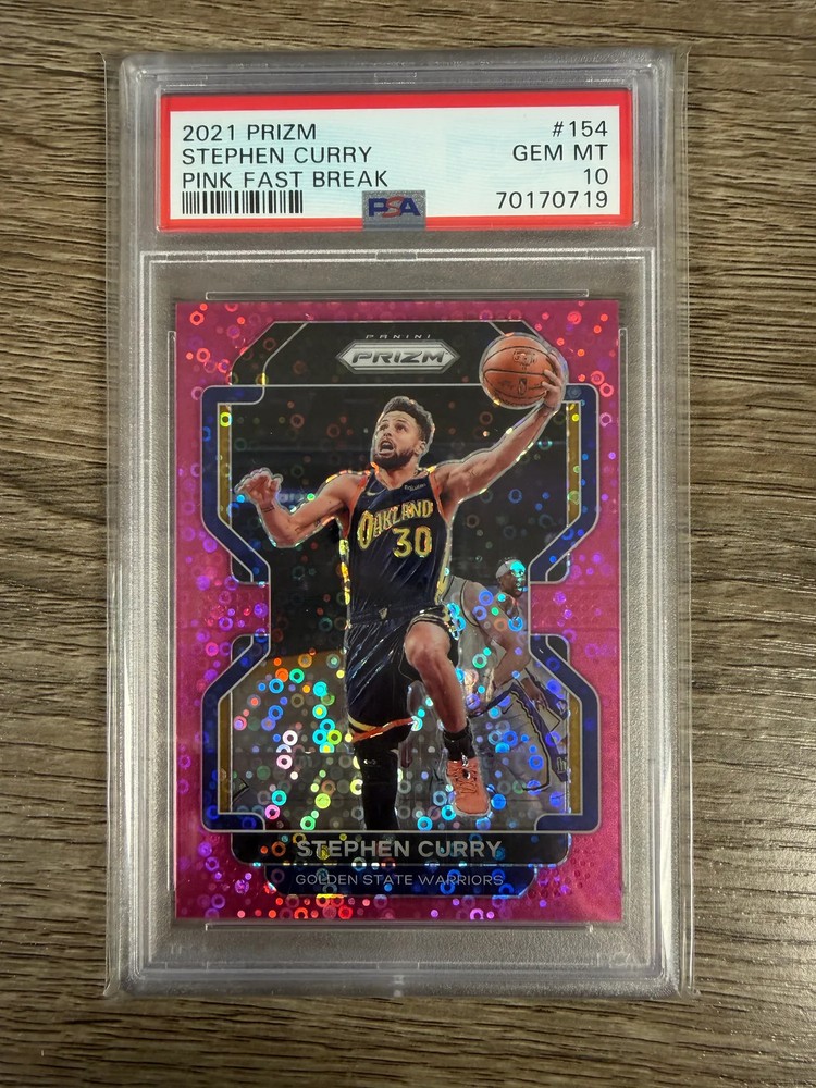 2021-22 Panini Pink Fast Break Prizm #154 Stephen Curry Warriors /50 PSA 10