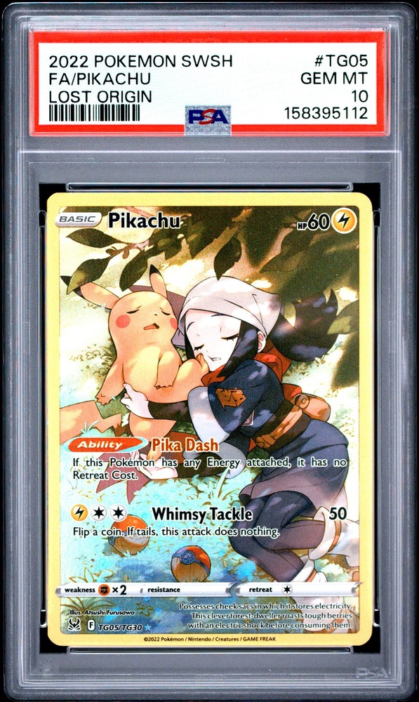 2022 POKEMON SWORD & SHIELD LOST ORIGIN #TG05 FULL ART/PIKACHU PSA 10
