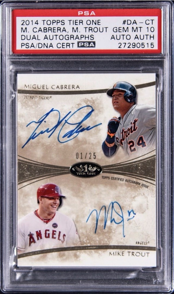2014 Topps Tier One Dual Auto Miguel Cabrera/Mike Trout 01/25 PSA 10 📸 Sale