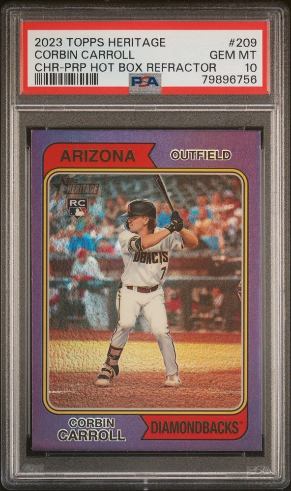 Corbin Carroll 2023 Topps Heritage Chrome Purple Refractor #209 RC PSA 10 GEM MT