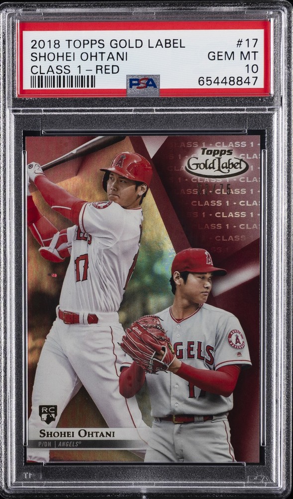 2018 TOPPS GOLD LABEL CLASS 1-RED #17 SHOHEI OHTANI ROOKIE RC 22/75 PSA 10