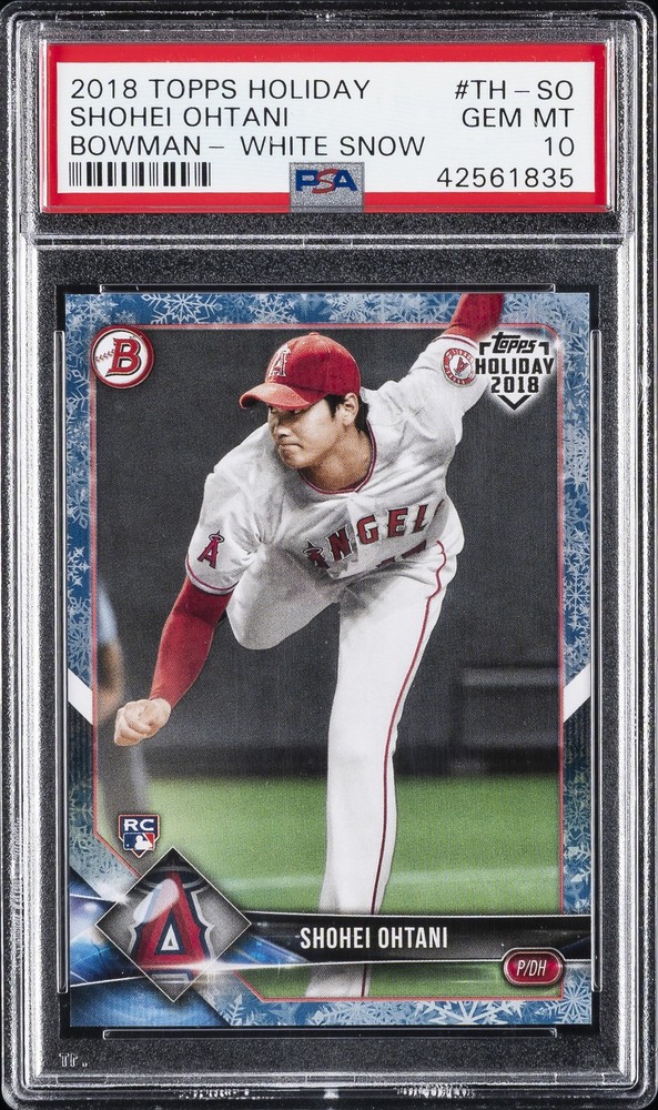 2018 TOPPS HOLIDAY BOWMAN WHITE SNOW  SHOHEI OHTANI ROOKIE RC /50 PSA 10
