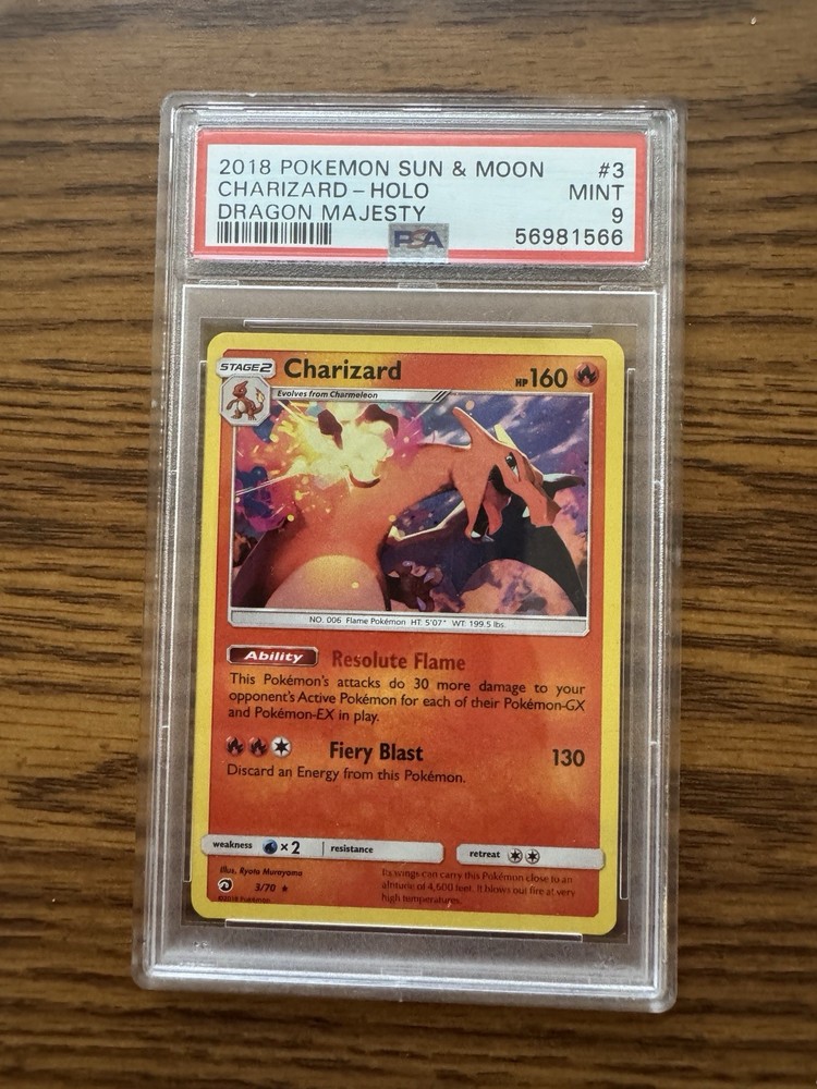 Pokemon 2018 Dragon Majesty Charizard Holo PSA 9 Mint #3/70