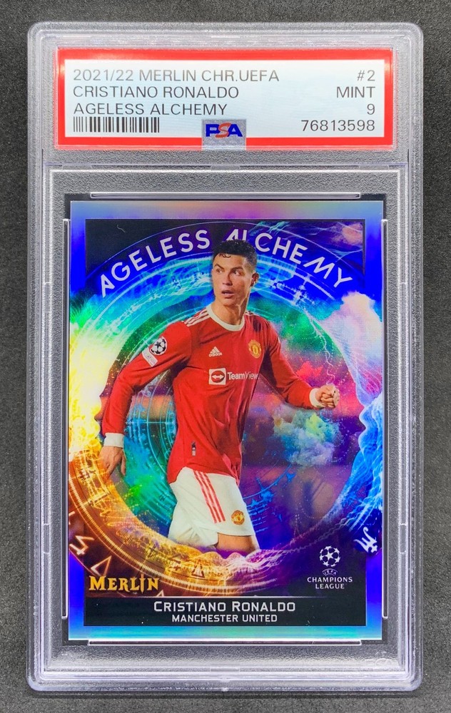 2021 Topps Chrome Merlin CRISTIANO RONALDO Ageless Alchemy Refractor Mint PSA 9