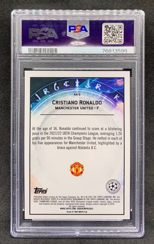 2021 Topps Chrome Merlin CRISTIANO RONALDO Ageless Alchemy Refractor Mint PSA 9 view 2