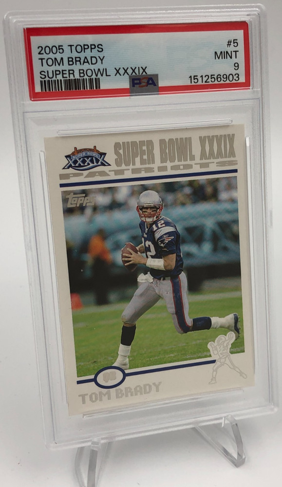 TOM BRADY Trading Card 2005 TOPPS #5 SUPER BOWL XXXIX Patriots graded PSA MINT 9