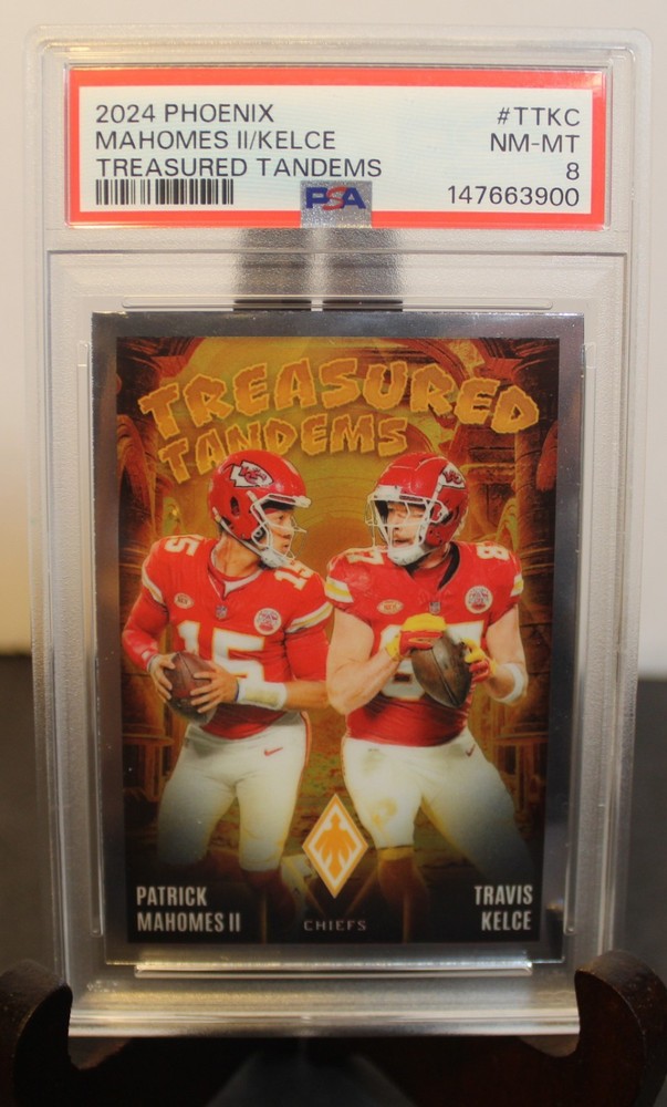2024 Panini Phoenix Treasured Tandems Patrick Mahomes II/ Travis Kelce PSA 8