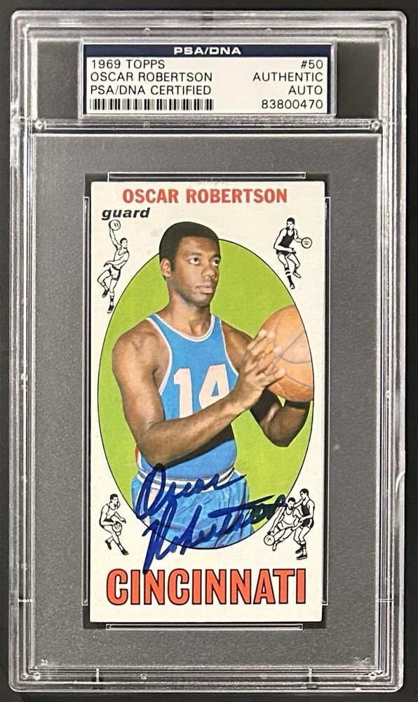 1969 Topps #50 Oscar Robertson Auto PSA DNA AUTHENTIC HOF Bucks Signed Autograph