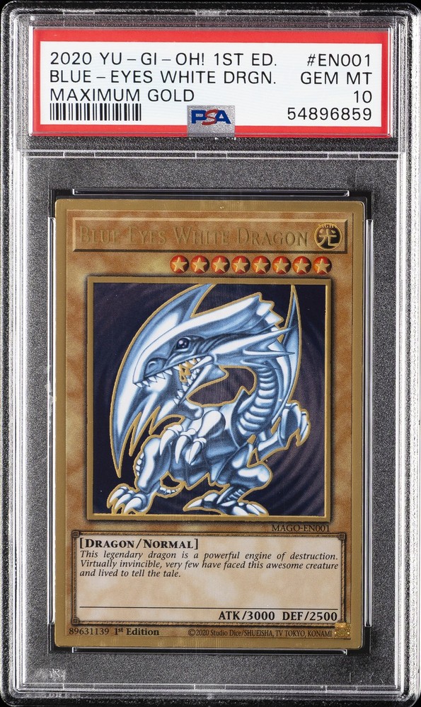 2020 YU-GI-OH! MAXIMUM GOLD 1ST EDITION  #EN001 BLUE-EYES WHITE DRAGON PSA 10
