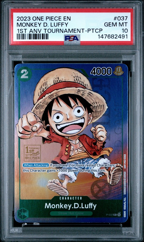 2023 ONE PIECE PROMOS TOURNAMENT-PARTICIPATION #037 MONKEY D. LUFFY PSA 10