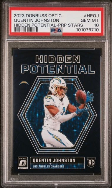 2023 Donruss Optic Quentin Johnston Hidden Potential Purple Stars /25 RC PSA 10
