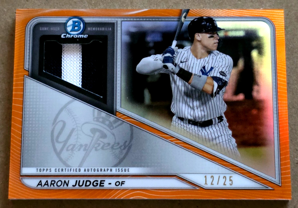 2021 Bowman Chrome Aaron Judge Orange Refractor Patch Auto 12/25 Made NO AUTO