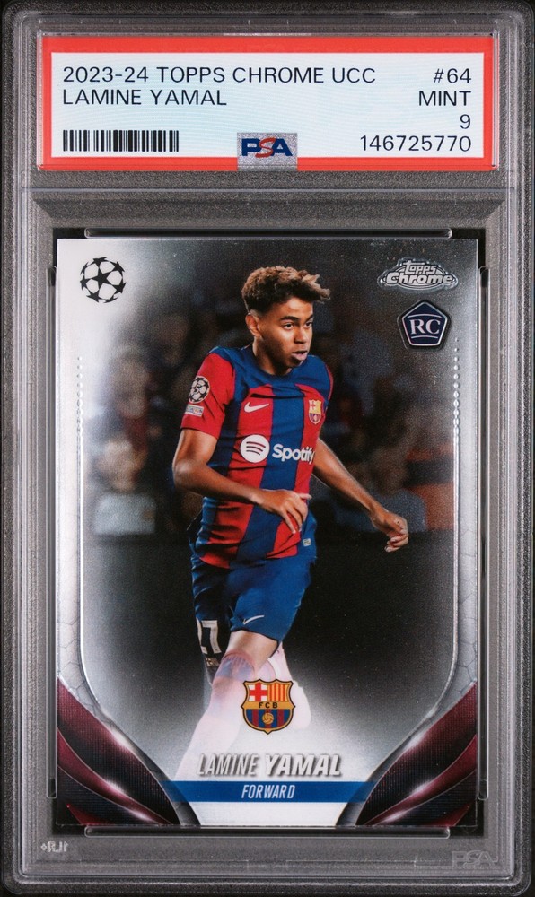 2023-24 TOPPS CHROME UEFA CLUB COMPETITIONS #64 LAMINE YAMAL ROOKIE RC PSA 9