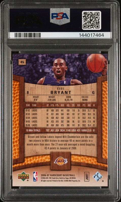 2006 UD HARDCOURT #45 KOBE BRYANT PSA 10 view 2