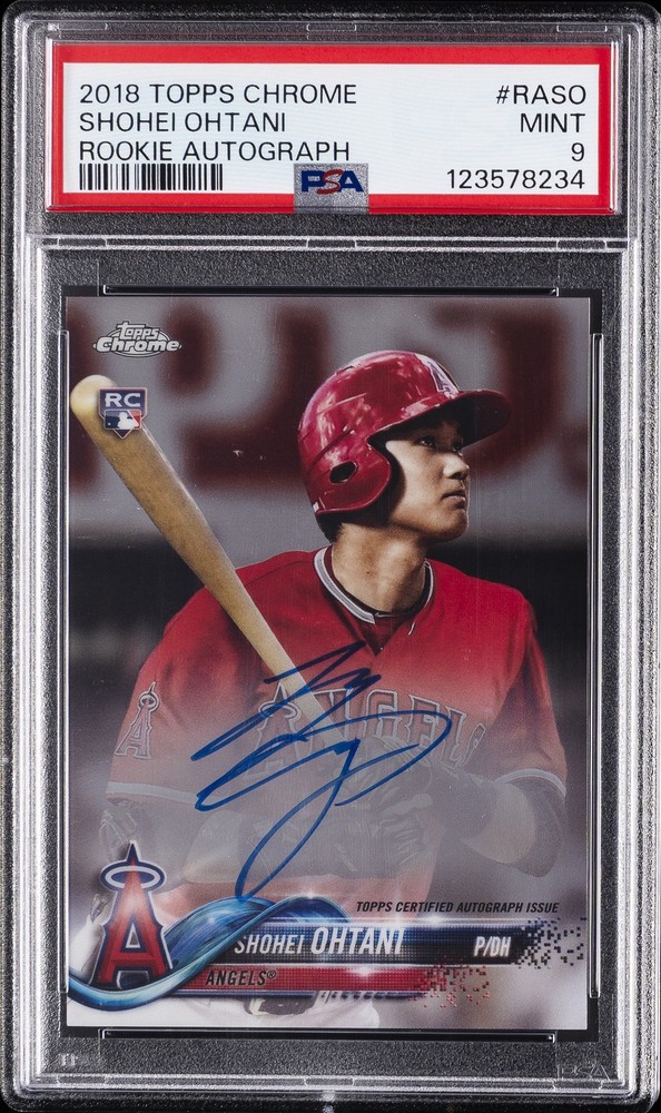 2018 TOPPS CHROME ROOKIE AUTO #RASO SHOHEI OHTANI PSA 9 AUTO