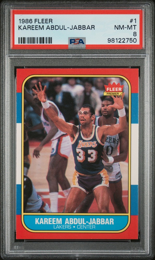 1986 FLEER #1 KAREEM ABDUL-JABBAR PSA 8