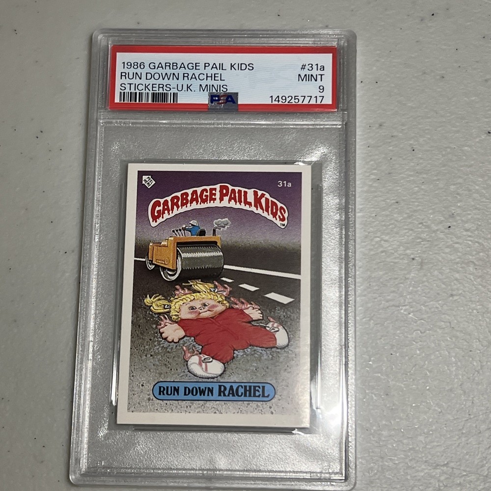 1986 Garbage Pail Kids Stickers RUN DOWN RACHEL UK Minis #31a PSA 9 MINT