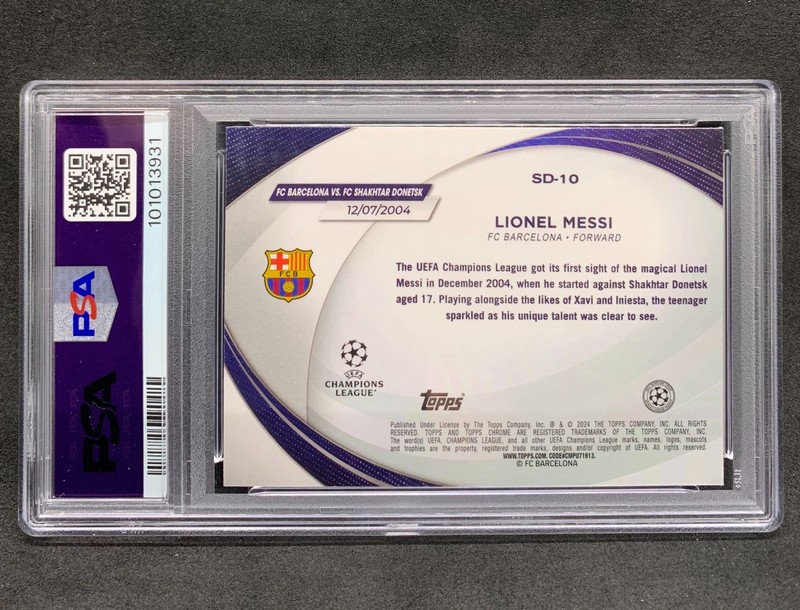 2023-24 Topps Chrome LIONEL MESSI Starball Debut Refractor SP Gem Mint PSA 10 view 2