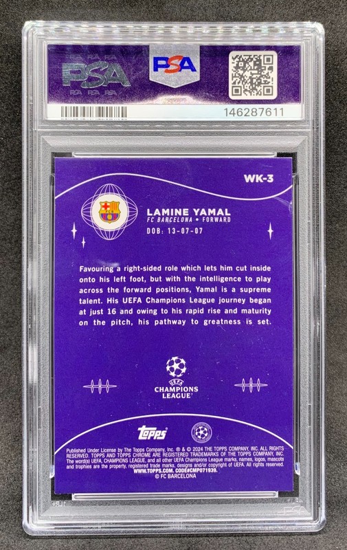 2023-24 Topps Chrome LAMINE YAMAL Wonderkids Refractor Rookie SP Gem Mint PSA 10 view 2
