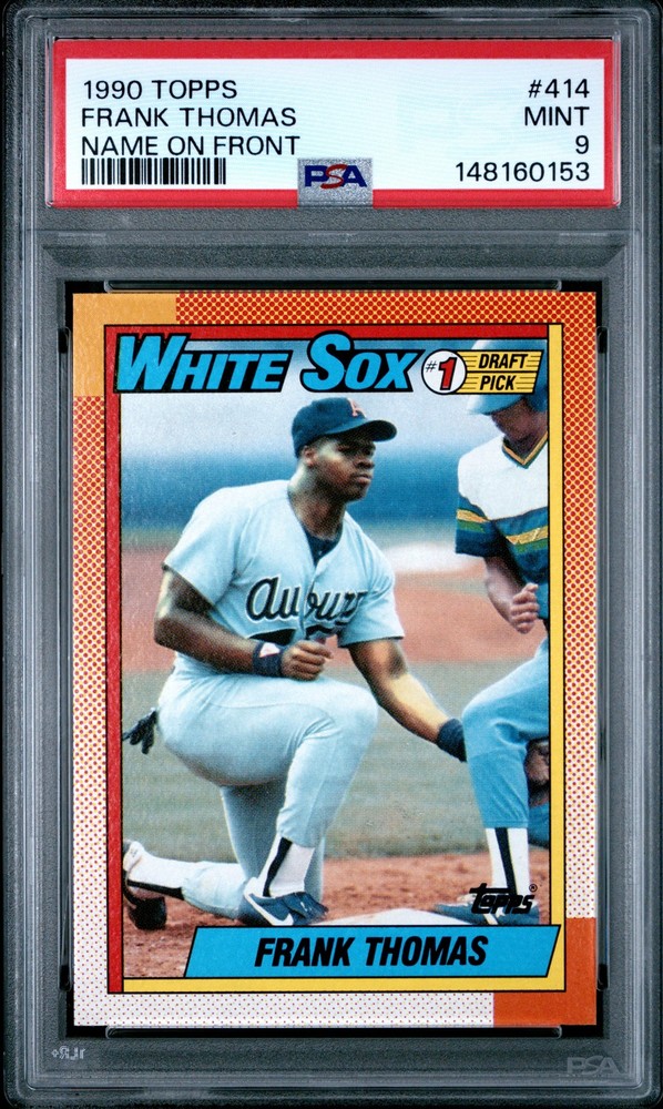 1990 TOPPS NAME ON FRONT #414 FRANK THOMAS ROOKIE RC PSA 9 view 1