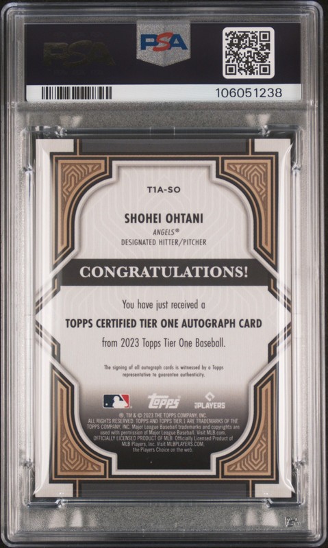 2023 TOPPS TIER ONE AUTOS BRONZE INK #T1ASO SHOHEI OHTANI 16/25 PSA 9 AUTO 8 view 2