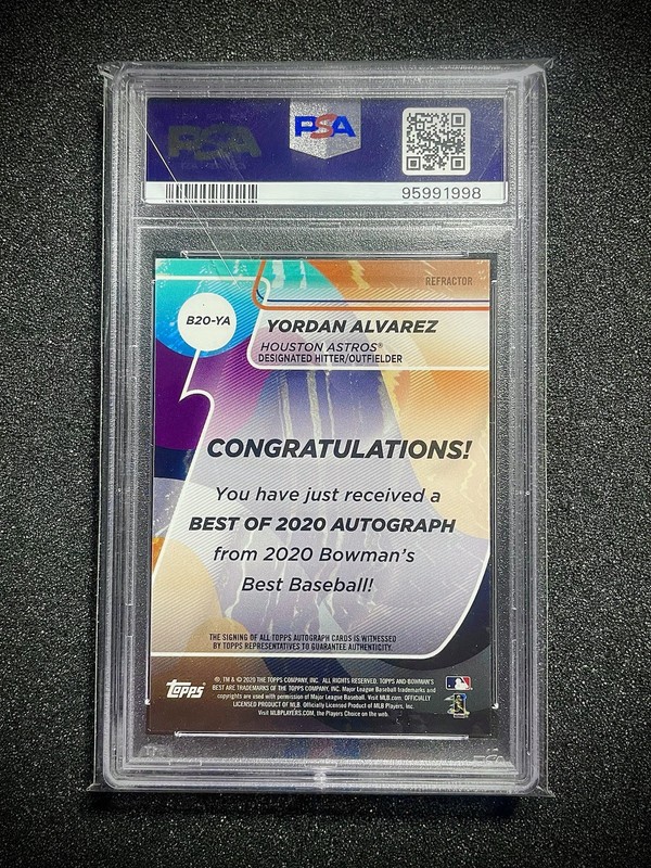 2020 Bowman's Best Yordan Alvarez Rookie Auto Refractor GEM MINT PSA 10 🔥 view 2