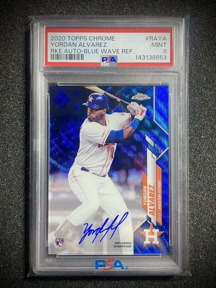 2020 Topps Chrome Rookie Auto Yordan Alvarez Blue Wave Refractor /150 PSA 9 🔥