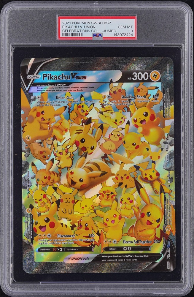 2021 POKEMON SWSH CELEBRATIONS COLLECTION-JUMBO PIKACHU V-UNION PSA 10