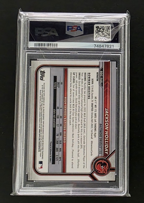 2022 Bowman Draft 1st * PSA 10 * Jackson Holliday CHROME REFRACTOR BDC-168 view 2