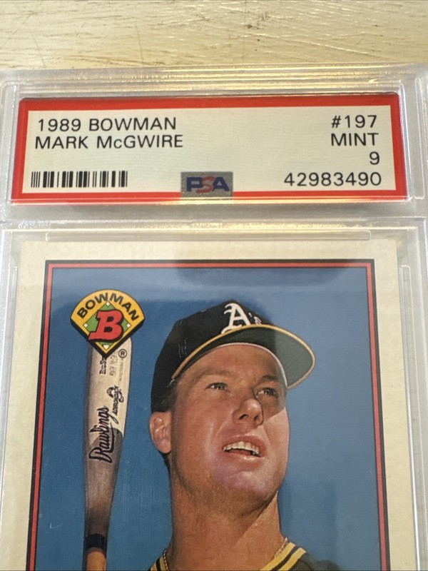 1989 Bowman  #197 Mark McGwire PSA 9 Oakland A's Cardinals view 2