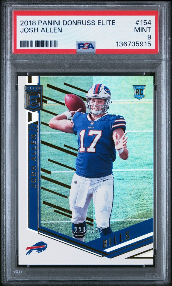Josh Allen 2018 Panini Donruss Elite #154 Rookie #/399 PSA 9 Mint Buffalo Bills