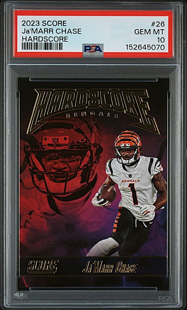 2023 Panini Score Ja'Marr Chase SP HARDSCORE Insert Card #26!  PSA 10!
