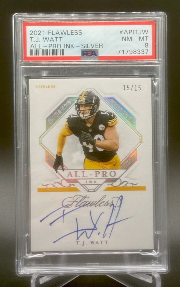 T.J. WATT 2021 FLAWLESS ALL-PRO ON CARD AUTO #15/15 STEELERS