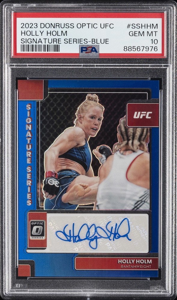 2023 PANINI DONRUSS OPTIC UFC SIGNATURE SERIES BLUE HOLLY HOLM 76/99 PSA 10