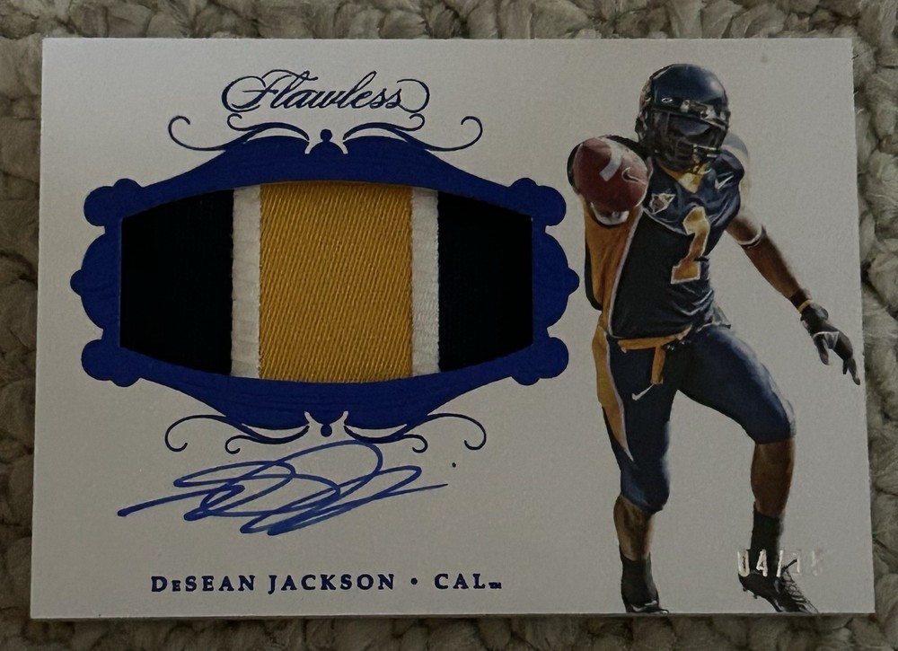 2018 Panini Flawless Desean Jackson 3-Color Patch Auto Blue Sapphire /15 $RARE$