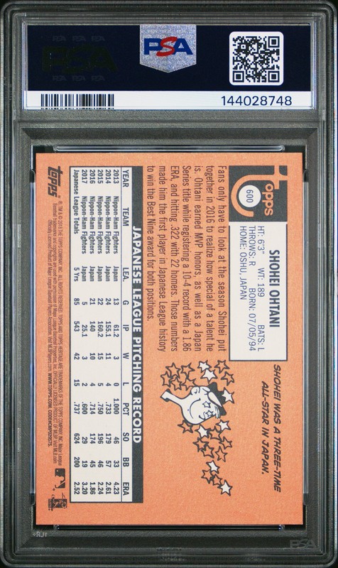 2018 TOPPS HERITAGE #600 SHOHEI OHTANI ROOKIE RC PSA 10 view 2