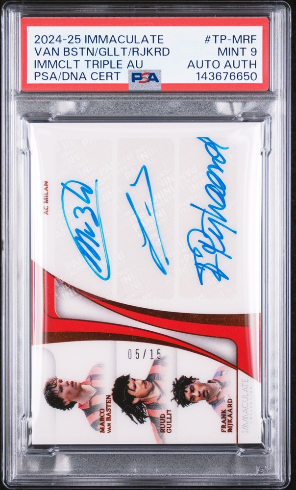 2024-25 PANINI IMMACULATE COLL RIJKAARD/VAN BASTEN/GULLIT 5/15 PSA 9 AUTO AUTH