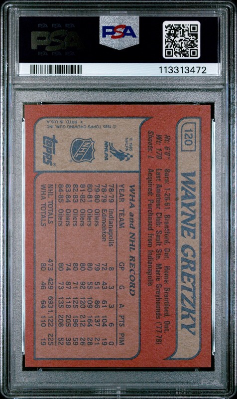 1985 TOPPS #120 WAYNE GRETZKY PSA 7 view 2