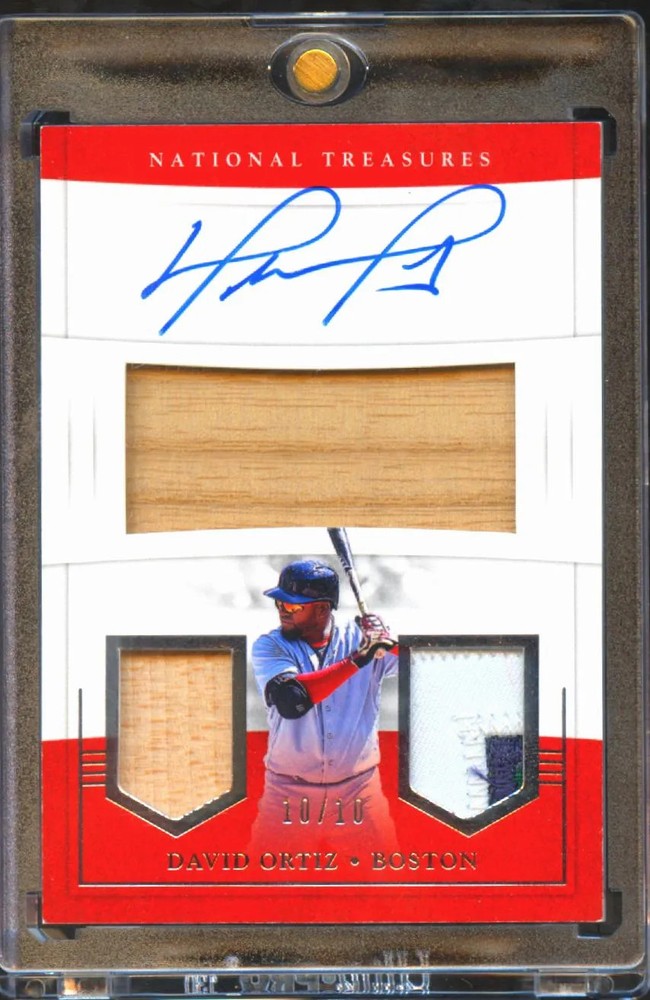 David Ortiz 2017 National Treasures Auto Autograph Game Worn Patch 10/10 Red Sox